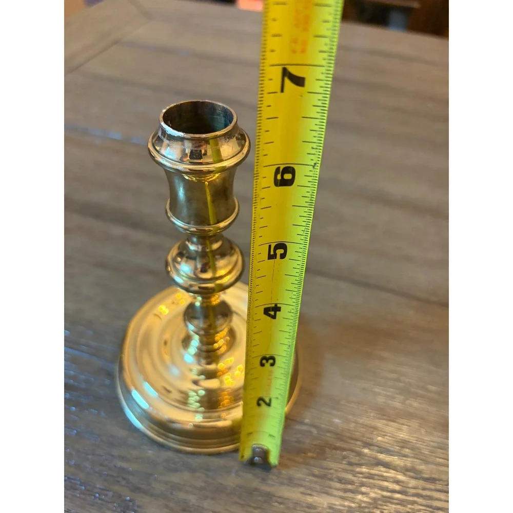Baldwin Candlestick Holder OS Polished Solid Brass Forged Baluster USA colonial